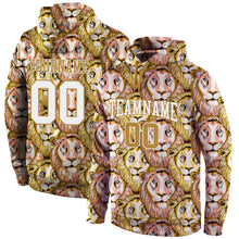 Load image into Gallery viewer, Custom Stitched Old Gold White-Old Gold 3D Pattern Design Lion Sports Pullover Sweatshirt Hoodie