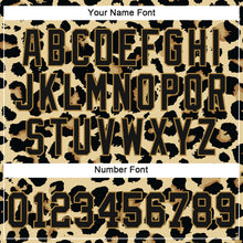 Load image into Gallery viewer, Custom Old Gold Black-Old Gold 3D Pattern Design Leopard Authentic Baseball Jersey