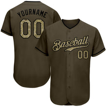 Load image into Gallery viewer, Custom Olive Camo-Black Authentic Salute To Service Baseball Jersey