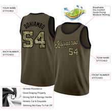 Load image into Gallery viewer, Custom Olive Camo-Black Round Neck Rib-Knit Salute To Service Basketball Jersey