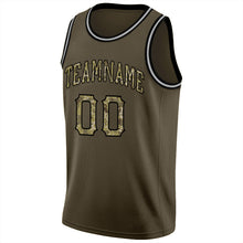 Загрузить изображение в средство просмотра галереи, Custom Olive Camo-Black Round Neck Rib-Knit Salute To Service Basketball Jersey