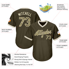 Charger l'image dans la galerie, Custom Olive Camo-Cream Authentic Throwback Rib-Knit Salute To Service Baseball Jersey Shirt