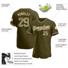 Load image into Gallery viewer, Custom Olive Camo-City Cream Authentic Salute To Service Baseball Jersey