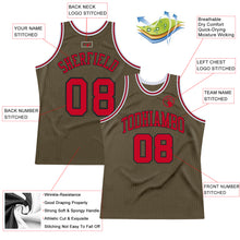 Загрузить изображение в средство просмотра галереи, Custom Olive Red-Black Authentic Throwback Salute To Service Basketball Jersey