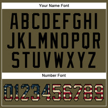 Загрузить изображение в средство просмотра галереи, Custom Olive Vintage USA Flag-Black Authentic Salute To Service Baseball Jersey