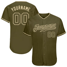Load image into Gallery viewer, Custom Olive Olive-Cream Authentic Salute To Service Baseball Jersey