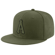 Load image into Gallery viewer, Custom Olive Olive-Black Stitched Adjustable Snapback Salute To Service Hat