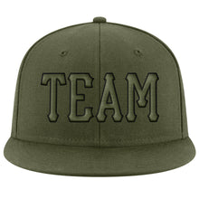 Load image into Gallery viewer, Custom Olive Olive-Black Stitched Adjustable Snapback Salute To Service Hat