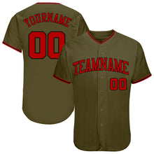 Load image into Gallery viewer, Custom Olive Red-Black Authentic Salute To Service Baseball Jersey