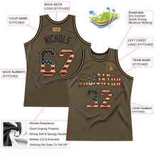 Load image into Gallery viewer, Custom Olive Vintage USA Flag-Black Authentic Throwback Salute To Service Basketball Jersey