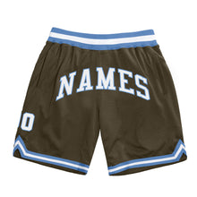 Load image into Gallery viewer, Custom Olive White-Light Blue Authentic Throwback Salute To Service Basketball Shorts