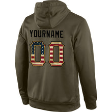 Load image into Gallery viewer, Custom Stitched Olive Vintage USA Flag-Black Sports Pullover Sweatshirt Salute To Service Hoodie
