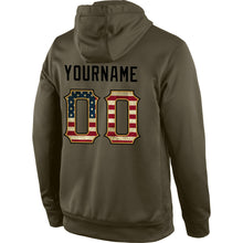 Загрузить изображение в средство просмотра галереи, Custom Stitched Olive Vintage USA Flag-Black Sports Pullover Sweatshirt Salute To Service Hoodie