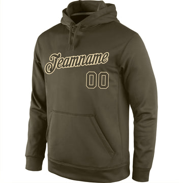 Custom Stitched Olive Olive-Cream Sports Pullover Sweatshirt Hoodie