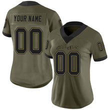 Load image into Gallery viewer, Custom Olive Black-Old Gold Mesh Salute To Service Football Jersey