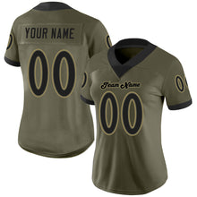 Laden Sie das Bild in den Galerie-Viewer, Custom Olive Black-Old Gold Mesh Salute To Service Football Jersey