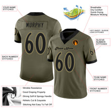 Laden Sie das Bild in den Galerie-Viewer, Custom Olive Black-Old Gold Mesh Salute To Service Football Jersey