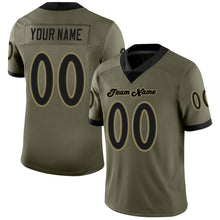 Laden Sie das Bild in den Galerie-Viewer, Custom Olive Black-Old Gold Mesh Salute To Service Football Jersey