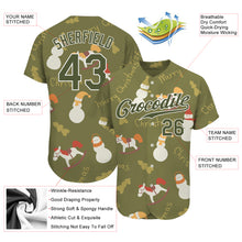 Load image into Gallery viewer, Custom Olive Olive-White Christmas 3D Authentic Salute To Service Baseball Jersey