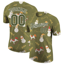 Load image into Gallery viewer, Custom Olive Olive-White Christmas 3D Performance Salute To Service T-Shirt
