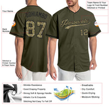 Load image into Gallery viewer, Custom Olive Camo-Black Authentic Salute To Service Baseball Jersey
