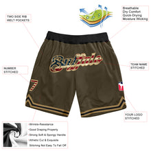 Laden Sie das Bild in den Galerie-Viewer, Custom Olive Vintage USA Flag-Old Gold Authentic Throwback Salute To Service Basketball Shorts