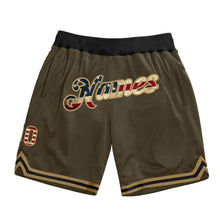 Laden Sie das Bild in den Galerie-Viewer, Custom Olive Vintage USA Flag-Old Gold Authentic Throwback Salute To Service Basketball Shorts