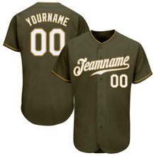 Load image into Gallery viewer, Custom Olive White-Old Gold Authentic Salute To Service Baseball Jersey