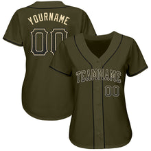 Load image into Gallery viewer, Custom Olive Black-Cream Authentic Drift Fashion Salute To Service Baseball Jersey