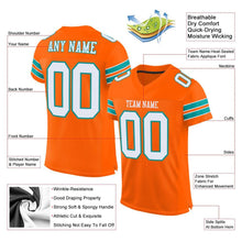 Laden Sie das Bild in den Galerie-Viewer, Custom Orange White-Aqua Mesh Authentic Football Jersey