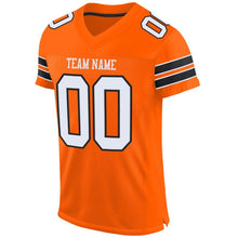 Load image into Gallery viewer, Custom Orange White-Black Mesh Authentic Football Jersey
