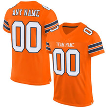 Laden Sie das Bild in den Galerie-Viewer, Custom Orange White-Navy Mesh Authentic Football Jersey