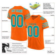 Charger l'image dans la galerie, Custom Orange Aqua-White Mesh Authentic Football Jersey