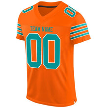 Charger l'image dans la galerie, Custom Orange Aqua-White Mesh Authentic Football Jersey