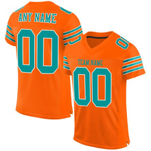Charger l'image dans la galerie, Custom Orange Aqua-White Mesh Authentic Football Jersey