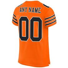 Laden Sie das Bild in den Galerie-Viewer, Custom Orange Black-White Mesh Authentic Football Jersey