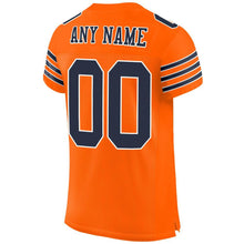 Load image into Gallery viewer, Custom Orange Navy-White Mesh Authentic Football Jersey