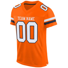 Laden Sie das Bild in den Galerie-Viewer, Custom Orange White-Navy Mesh Authentic Football Jersey