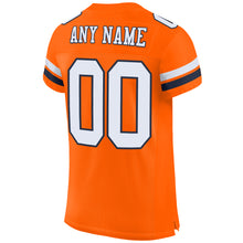 Laden Sie das Bild in den Galerie-Viewer, Custom Orange White-Navy Mesh Authentic Football Jersey
