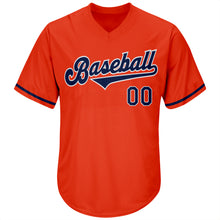 Загрузить изображение в средство просмотра галереи, Custom Orange Navy-White Authentic Throwback Rib-Knit Baseball Jersey Shirt