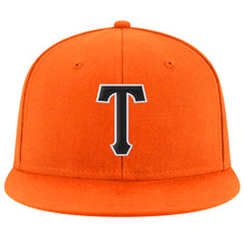 Load image into Gallery viewer, Custom Orange Black-White Stitched Adjustable Snapback Hat
