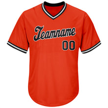 Загрузить изображение в средство просмотра галереи, Custom Orange Black-White Authentic Throwback Rib-Knit Baseball Jersey Shirt