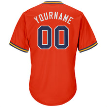 Загрузить изображение в средство просмотра галереи, Custom Orange Navy-Gold Authentic Throwback Rib-Knit Baseball Jersey Shirt