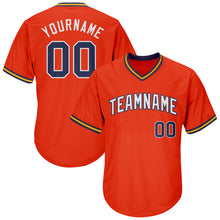 Загрузить изображение в средство просмотра галереи, Custom Orange Navy-Gold Authentic Throwback Rib-Knit Baseball Jersey Shirt