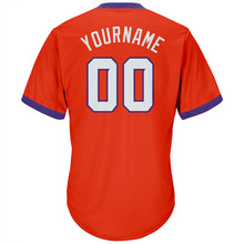 Laden Sie das Bild in den Galerie-Viewer, Custom Orange White-Purple Authentic Throwback Rib-Knit Baseball Jersey Shirt