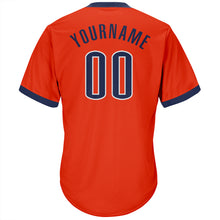 Загрузить изображение в средство просмотра галереи, Custom Orange Navy-White Authentic Throwback Rib-Knit Baseball Jersey Shirt