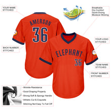 Загрузить изображение в средство просмотра галереи, Custom Orange Navy-White Authentic Throwback Rib-Knit Baseball Jersey Shirt