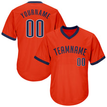 Загрузить изображение в средство просмотра галереи, Custom Orange Navy-White Authentic Throwback Rib-Knit Baseball Jersey Shirt
