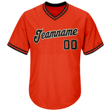 Laden Sie das Bild in den Galerie-Viewer, Custom Orange Black-Old Gold Authentic Throwback Rib-Knit Baseball Jersey Shirt