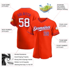 Load image into Gallery viewer, Custom Orange White-Purple Authentic Baseball Jersey